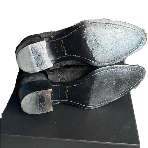 SAINT LAURENT Black Croc Wyatt Harness Boots - Picture 5 of 6